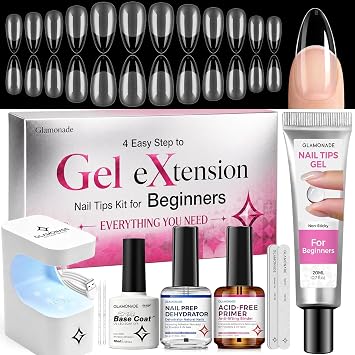 Glamonade Nail Extension Starter Kit Medium Almond 504Pcs Gel Tips Set