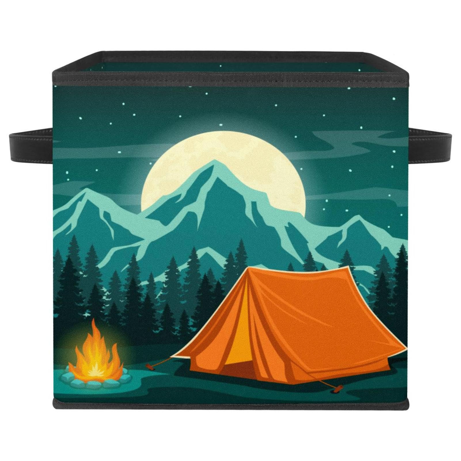 Boîte de rangement pliable en tissu pour placard et chambre : cube à poignées Tentes dans la montagne