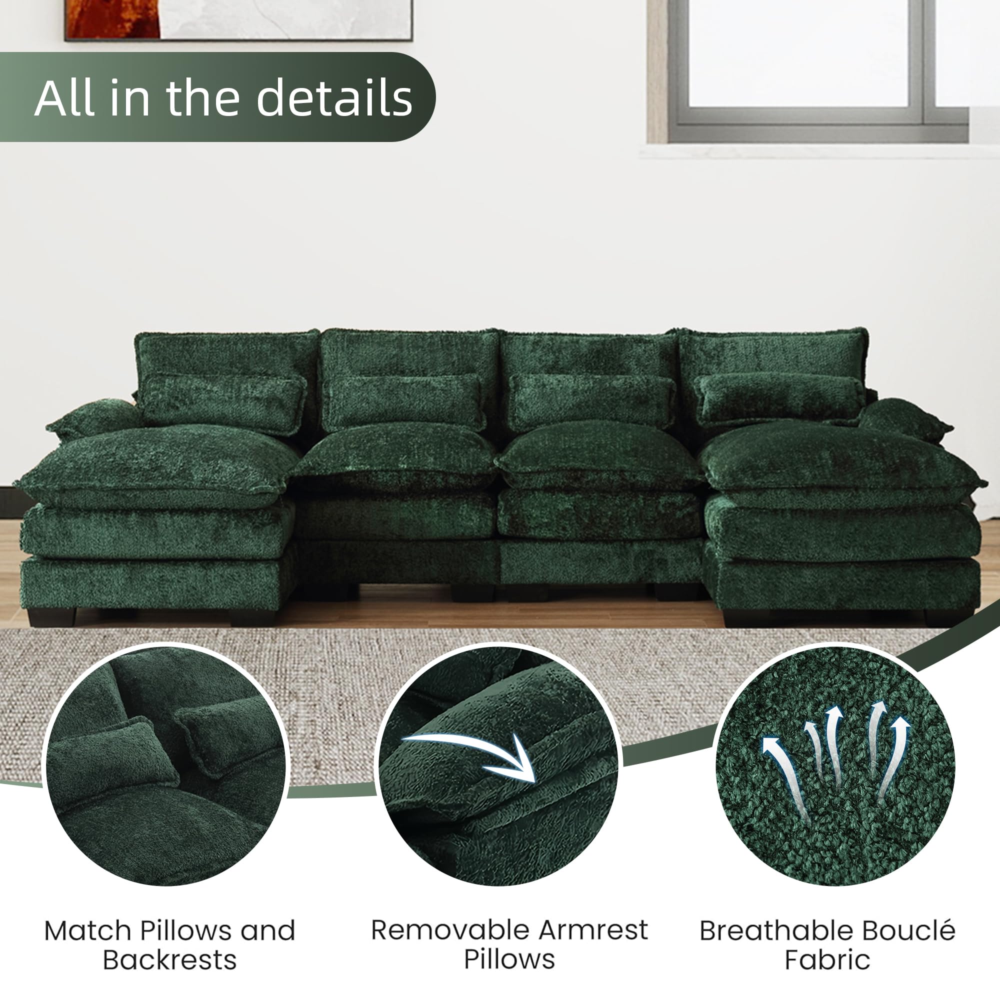 u♡ Amazon.com: ZEIINPA U Shape Sectional Sofa Cloud Couch, 110