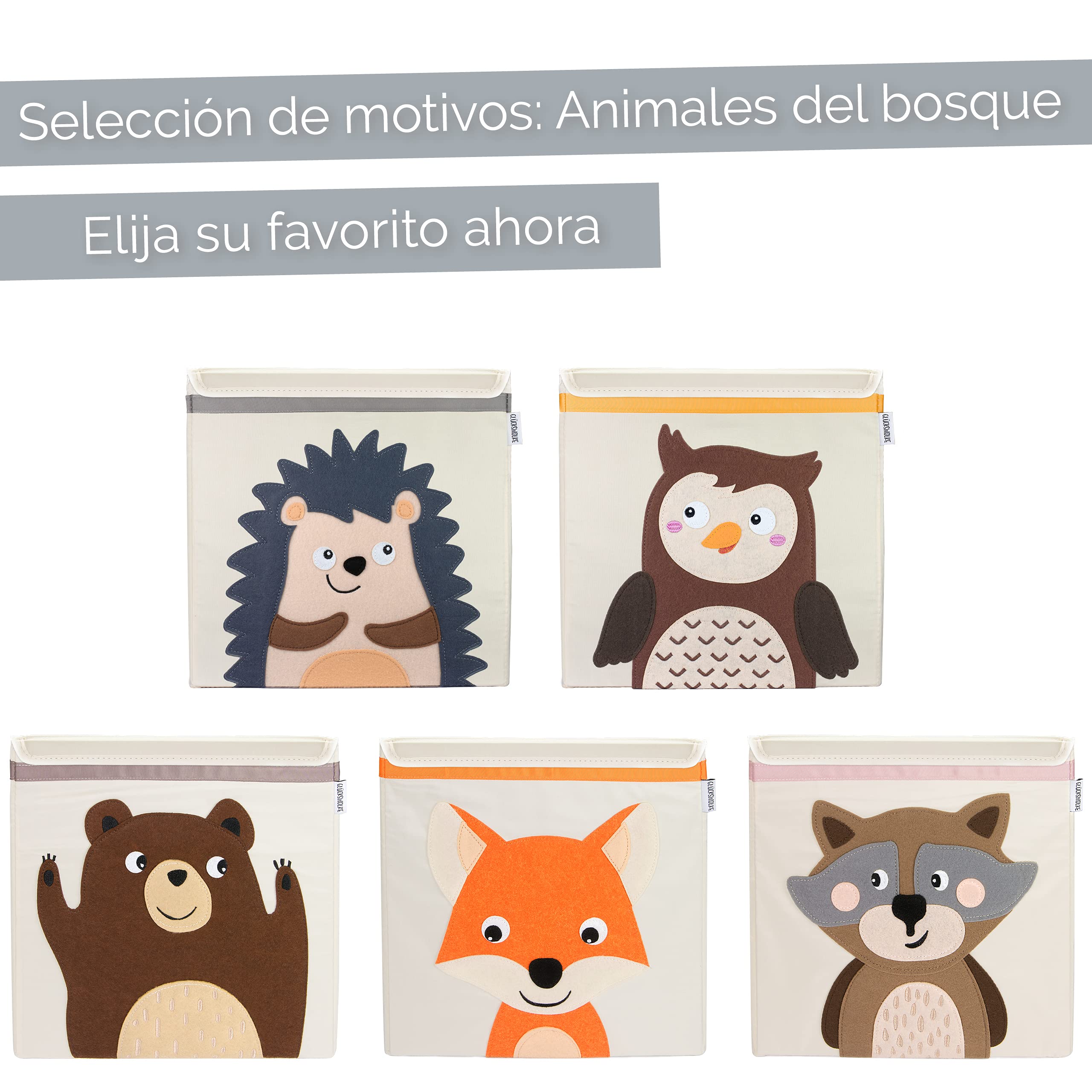 GLÜCKSWOLKE Caja Almacenaje Infantiles - 15 Motivos I Baules Juguetes I Cubos Organizador (33x33x33) Cuarto de Niños I Contenedor Habitacion Niñas I Cesto Dormitorio Bebe (Erizo)