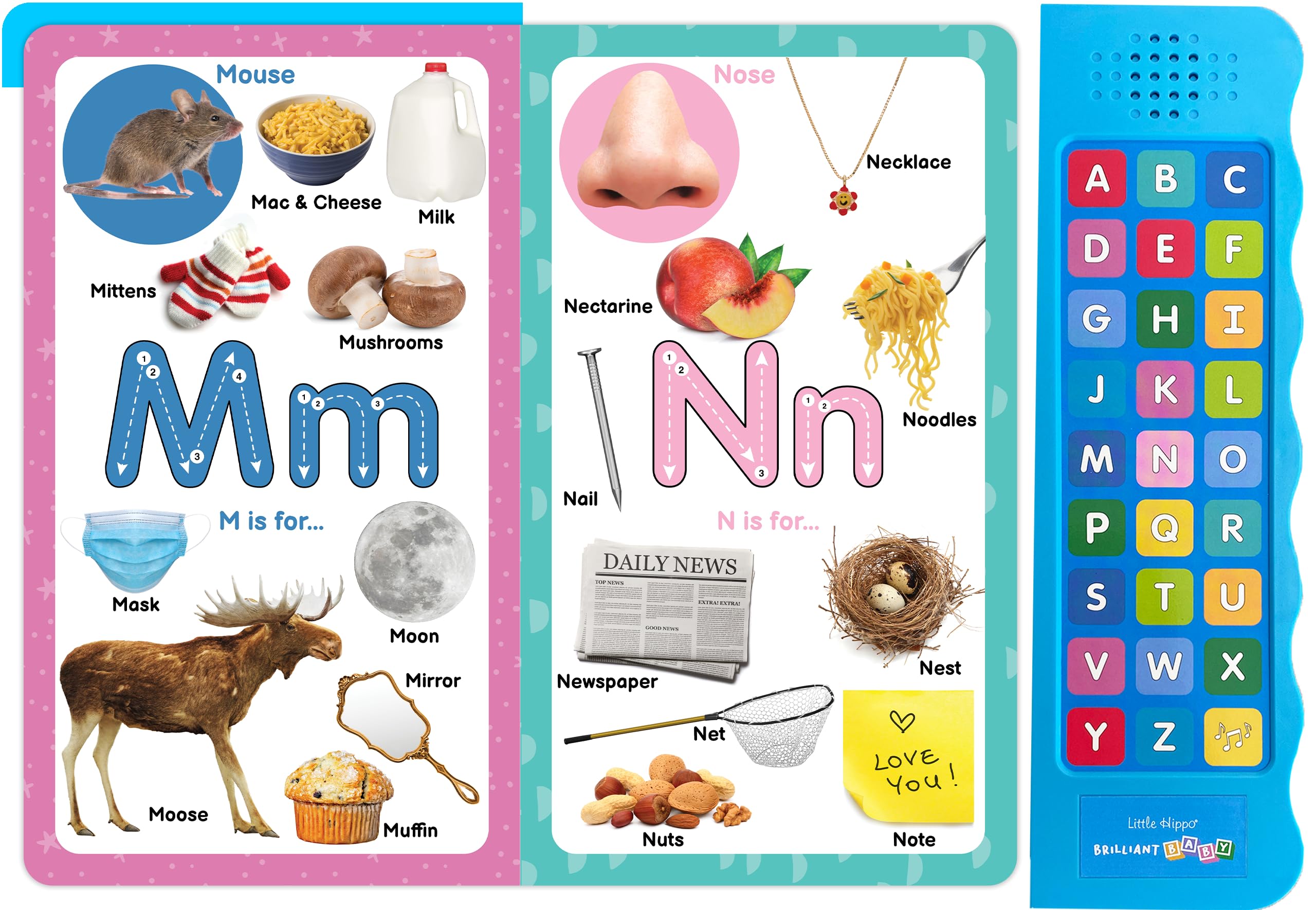 Little Hippo Libros Listen and Learn ABC Book | Libros de sonido educativos preescolares para niños | Libros educativos brillantes para bebés y libros para niños | Libro del alfabeto ABC con sonidos
