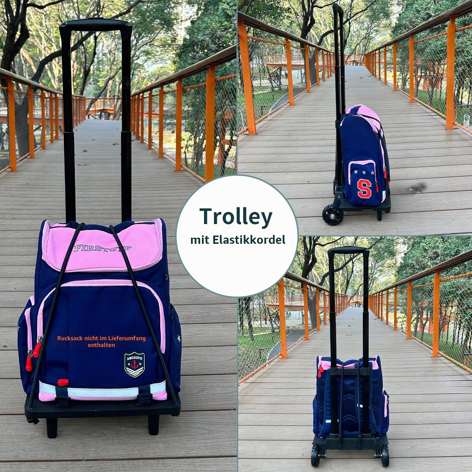 Rucksackwagen mit elastischen Seilen, zusammenklappbarer Trolley aus Aluminiumlegierung für Gepäck, Laptops, Campingausrüstung, Einkaufstaschen und mehr, leichte und tragbare Sackkarre