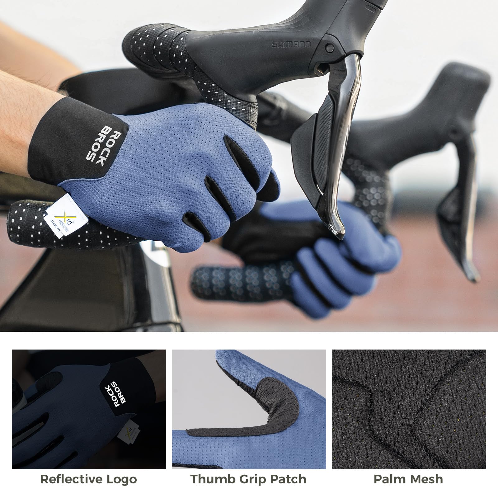 ROCKBROS Guanti Bici Uomo e Donna, Ammortizzanti e Traspiranti, Touch Screen, Antiscivolo, Guanti Sportivi per Ciclismo, Corsa, Alpinismo
