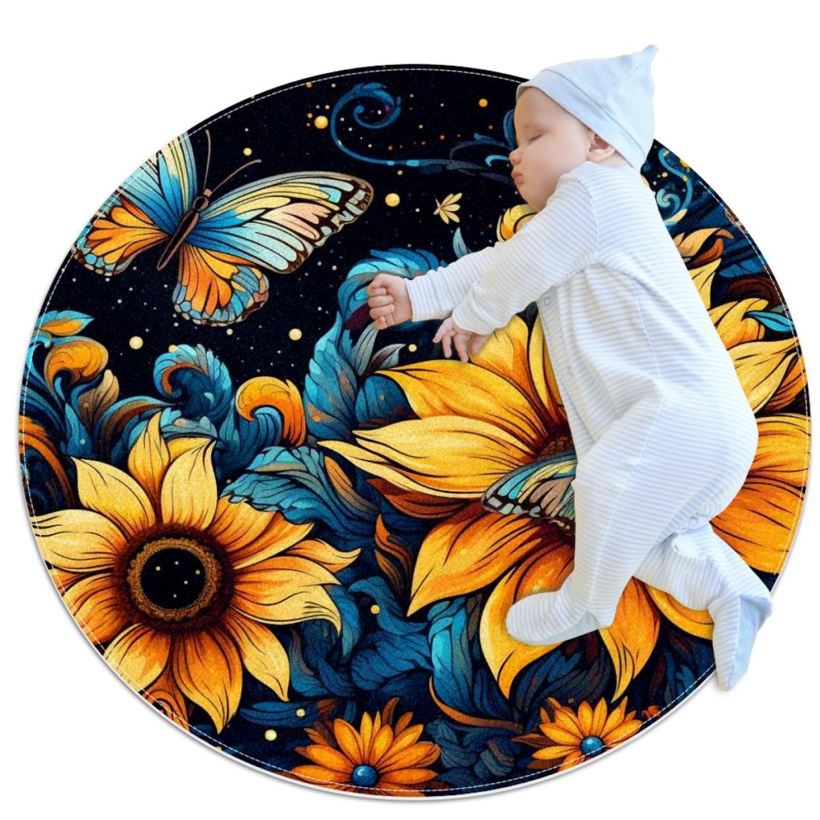 Tapis antidérapant rond 1m ciel étoilé pour douche