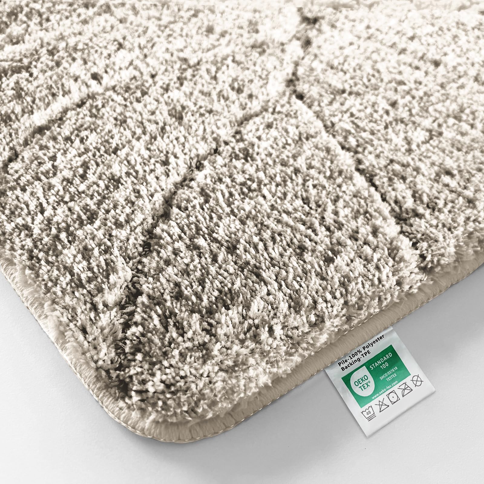 KARAT Tapis de Bain Doux Antidérapant Séchage Rapide Lavable 40°C Oeko-TEX 80x150 cm Maris Crème