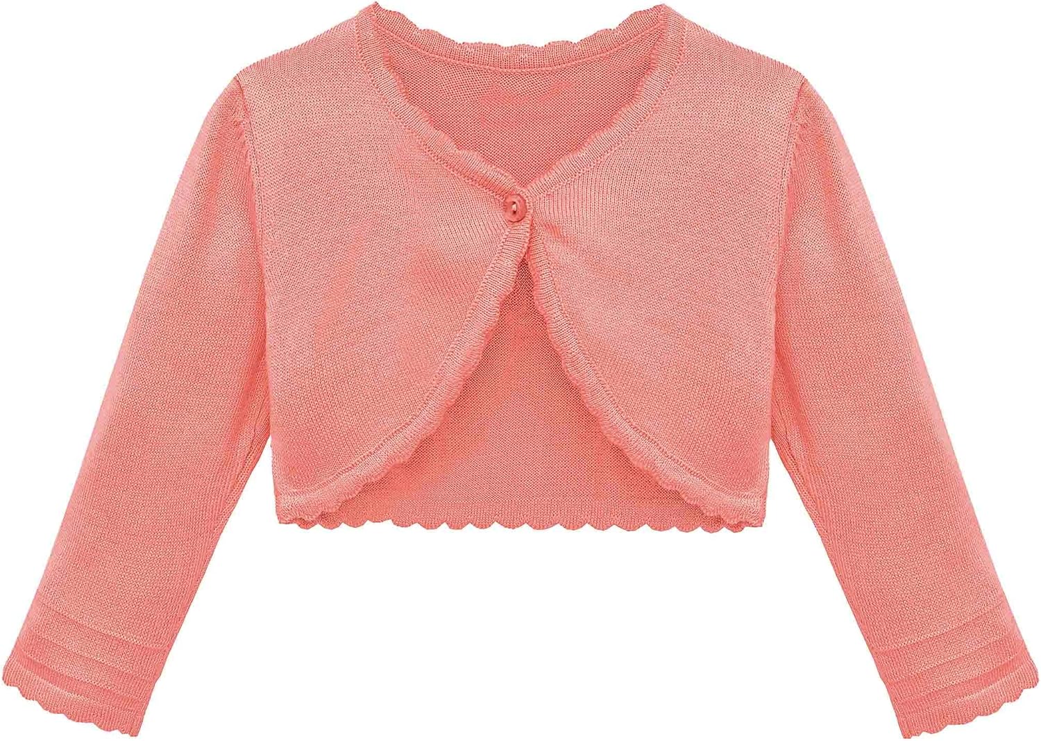 Lilax Baby Girls' Long Sleeve Cardigan Shrug, Button Closure Knitted Bolero