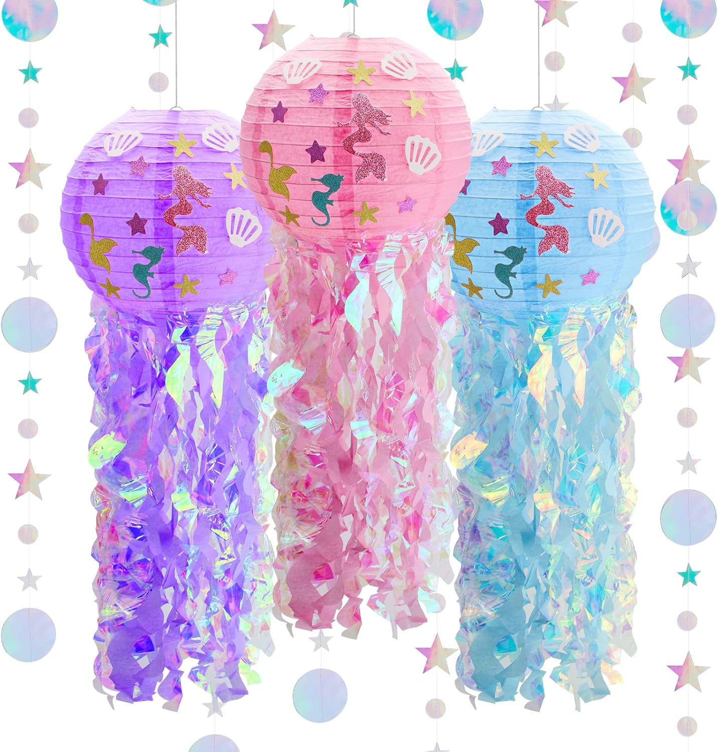 6 Stück Quallen Papierlaternen - Ozean Deko Für Meerjungfrau Party