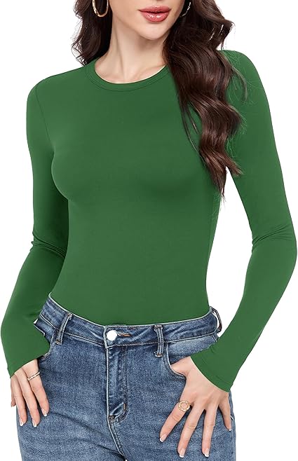 GAYHAY Long Sleeve Shirts for Women Basic Crop Tops Teens Crew Neck Tight Underscrub Clothes Workout Fall Trendy 2025