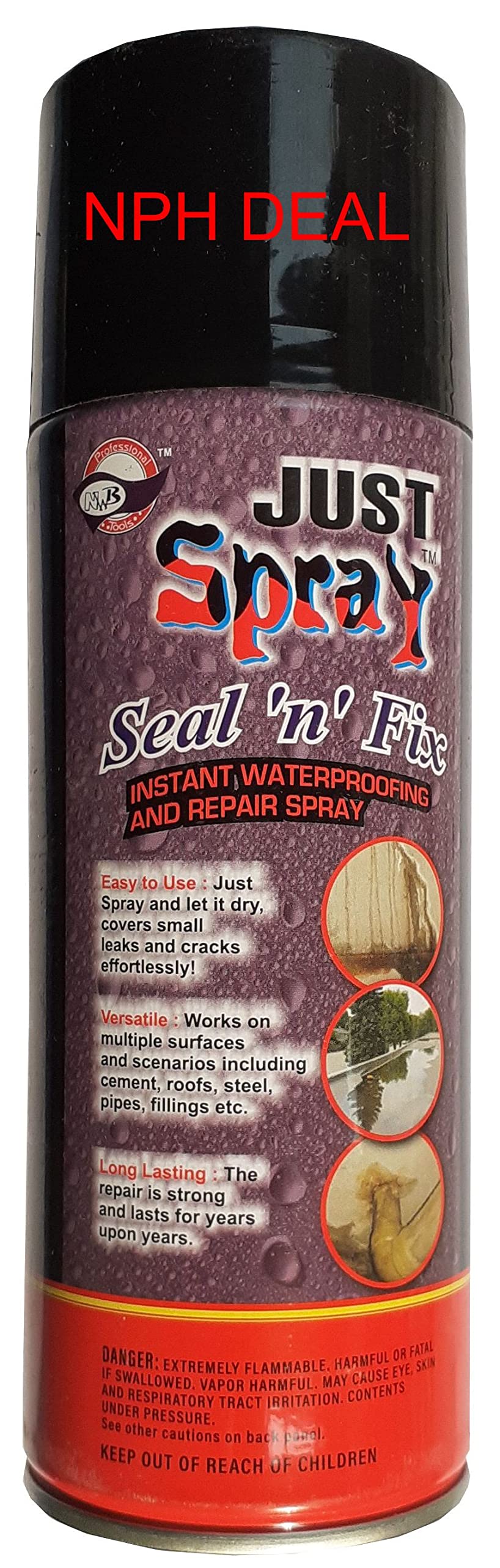 JUST SPRAY Leak Filler, Leakage Repair Waterproof Spray/Leak Proof Spray Rubber Paint Seal/Coating Sealant For Wall, Cracks, Roof, Pipes Waterproofing 425 ml (BLACK, PACK OF 1) (B0BRVKML8K) Amazon Price History, Amazon Price Tracker