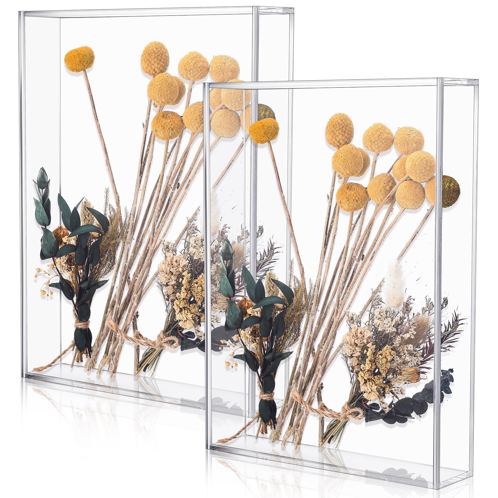 Tazweeq Acrylic Boxes Frame, Shadow Box Frame DIY Clear Acrylic Display Box, Wedding Memory Box Dried Flower Shadow Box, Picture Photo Frame for Valentine's Day Wedding Transparent Colour (9 x 12'')