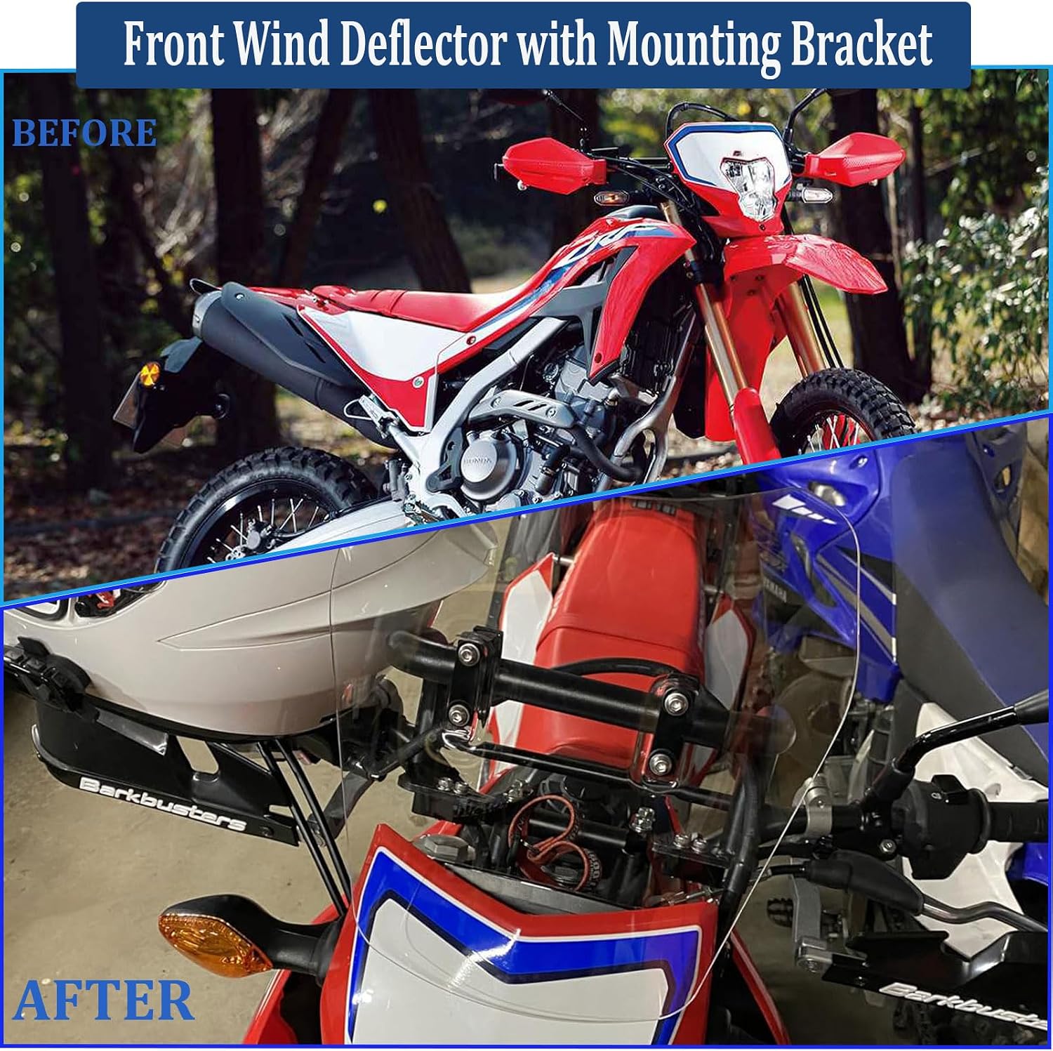 for Handlebars ⅞ CRF300L 2021-2024 CRF250LS 2021-2023, CRF250L CRF250M 2012-2023 Motorcycle Accessories Windscreen Windshield Wind Deflector (Light Smoke)