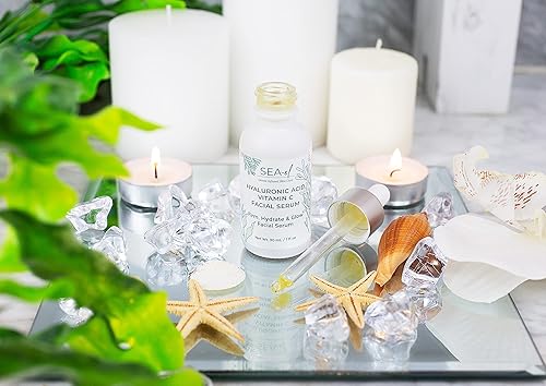 Miniatura 6 de Sea-el Suero facial con ácido hialurónico y vitamina C, hidratación reafirmante y resplandor, hidratante facial antienvejecimiento, cuidado diario