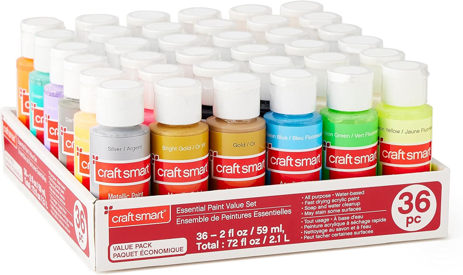 Craft Smart Essential Paint Value Set - Non-Toxic Paint for Drawing, Painting, Art & Crafts Supplies - 1 Pack
