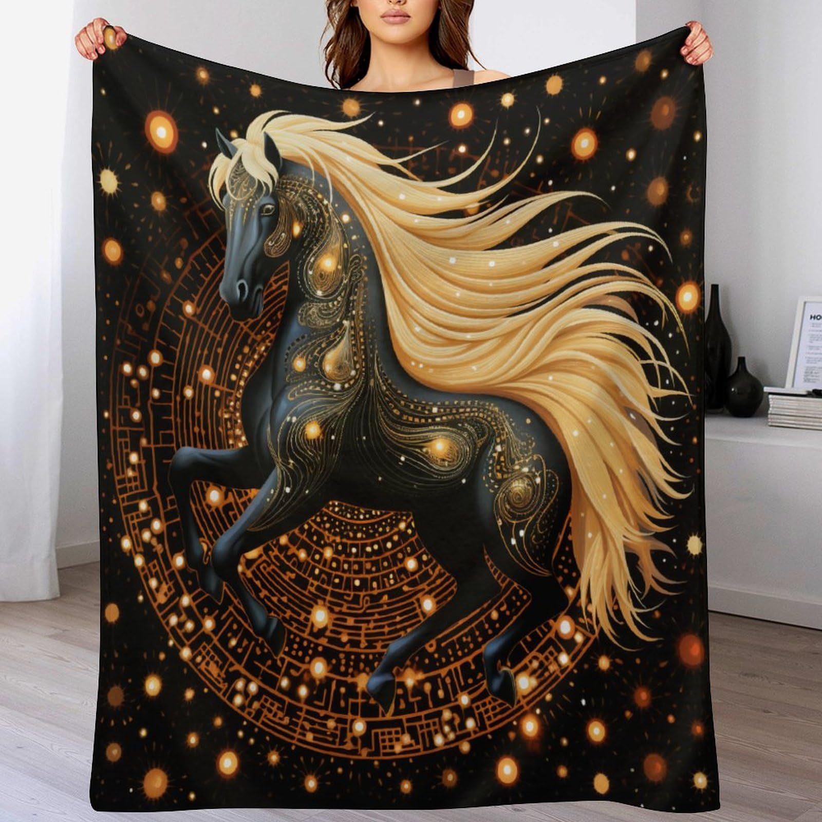 Couverture polaire douce de style équestre pour vos soirées télé au salon