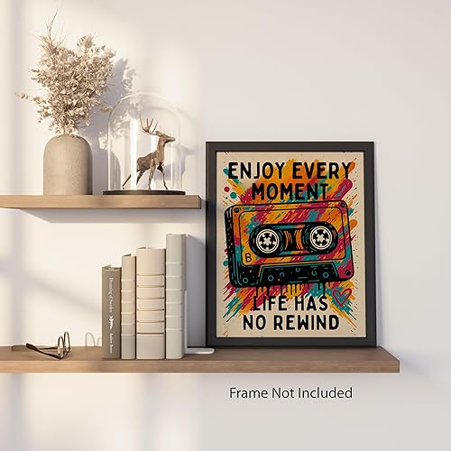 Miniatura 7 de ZUKIY Life Has No Rewind - Cinta de casete sin marco de 8 x 10 pulgadas, arte de pared de graffiti para dormitorio u oficina, póster de arte urbano