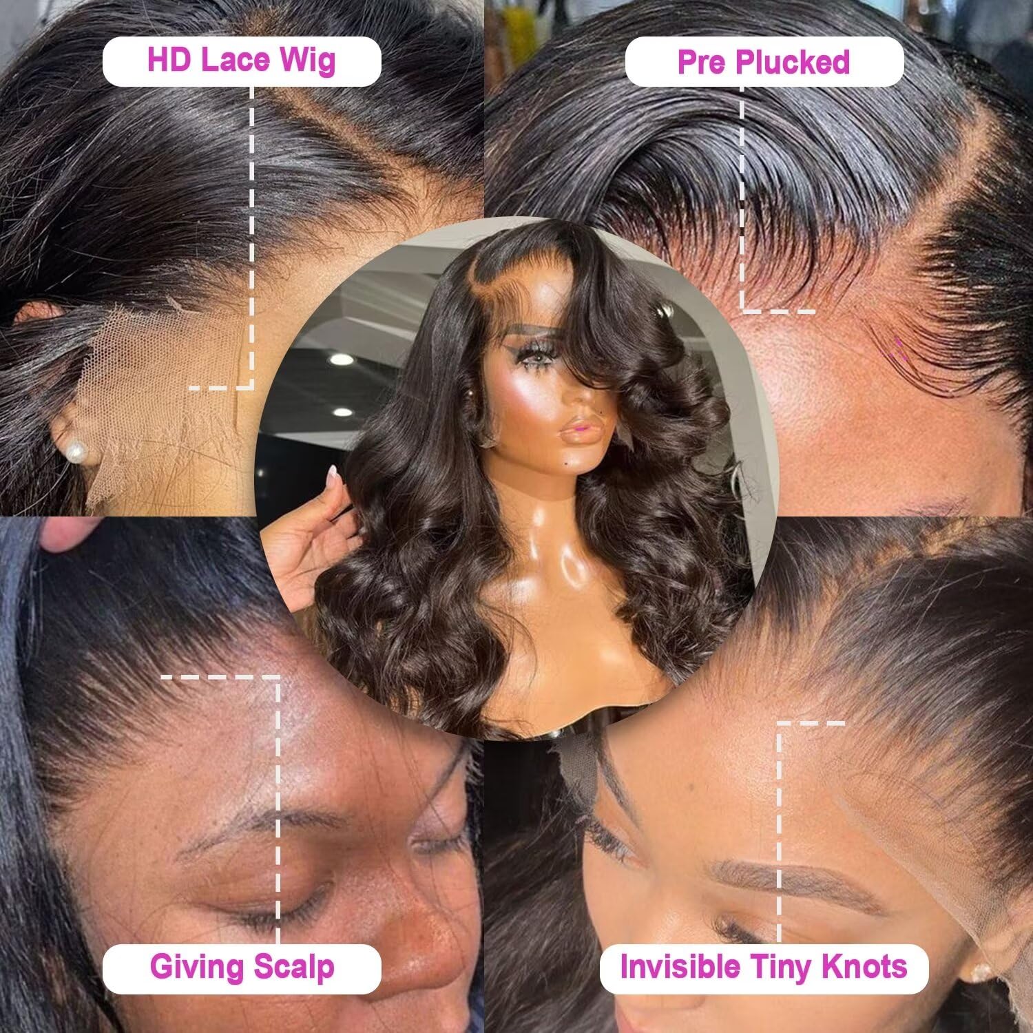 Lemoda 13x6 Body Wave Lace Front Wigs Human Hair 180% Density 13x6 HD Transparent Lace Frontal Wig Pre Plucked 14A Brazilian Virgin Human Hair Wigs for Women 20 Inch - Image 3