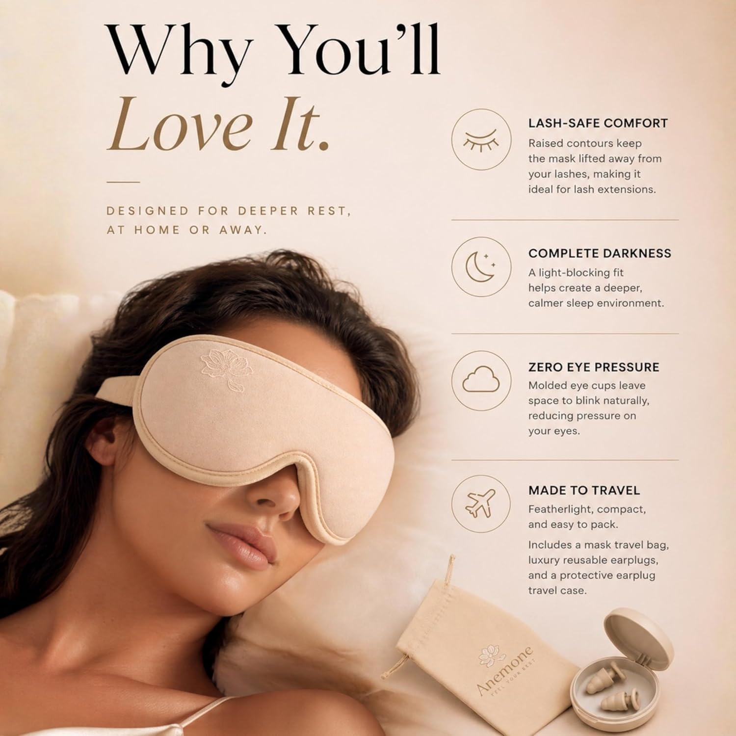 Anemone Contour Sleeping Mask for WomenSofter Than Silk Eye