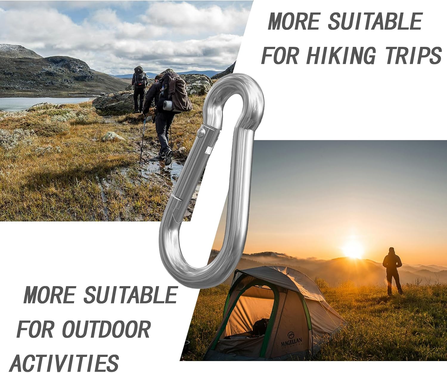 40 Pcs 3 Inch Spring Snap Hook Carabiners,M8 5/16 Inch Snap Hooks,Holding Capacity Spring Clips for Hammock Swing Outdoor Travel - Image 4