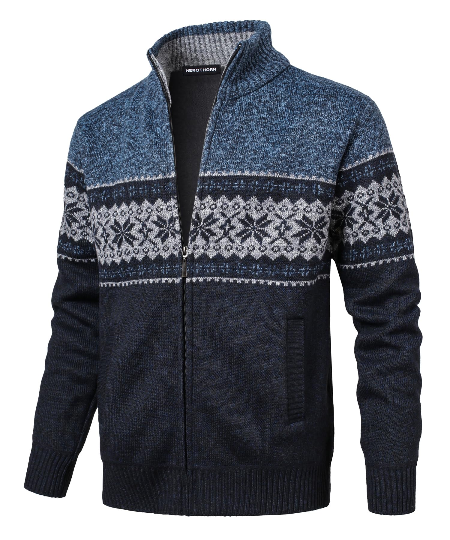 Homme Gilet Cardigan Veste Ouvrez-Front Zippé avec 2 Poches Gilet Veste Tricoté Chaud Coupe rembourré Décontractée Manche Longue Chandail