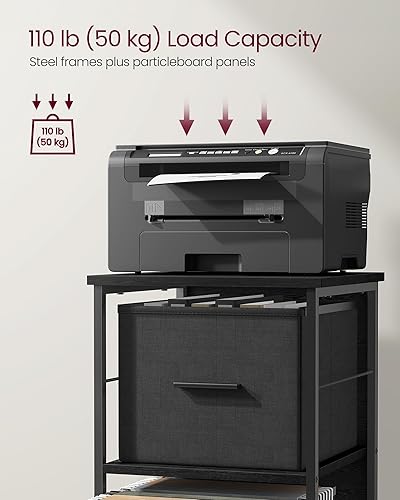 Miniatura 4 de VASAGLE Archivador con 2 cajones, soporte para impresora, estante de almacenamiento en cubo, para A4, archivos tamaño carta, carpetas de archivos