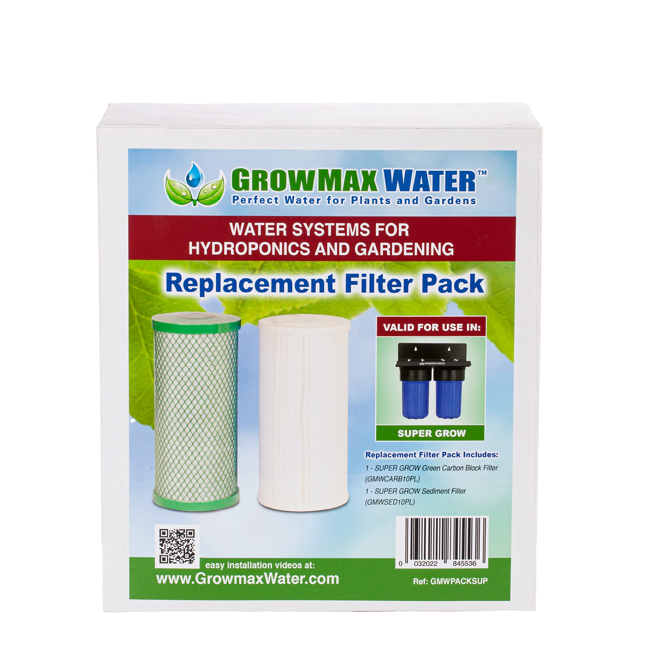 Pack Filtros Super Grow 800. Pack de 2 Filtros de alta capacidad. Ideal para uso en pequeños jardines, viveros y cultivos. GrowMax Water.