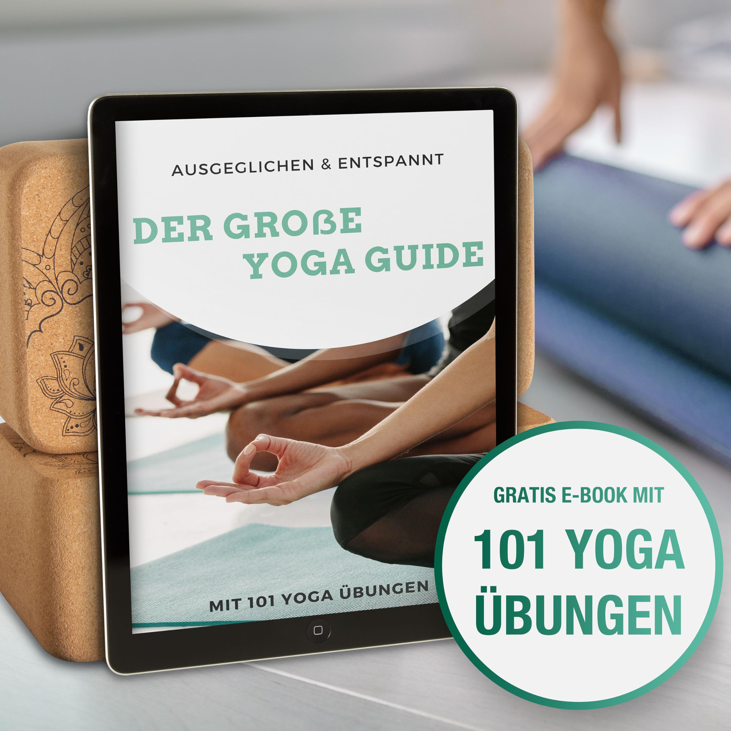 NAJATO Sports Yoga Block Kork 2er Set – Yogablock inkl. E-Book (PDF Datei) – Yogaklotz für Pilates und Meditation – Aus natürlichem Material