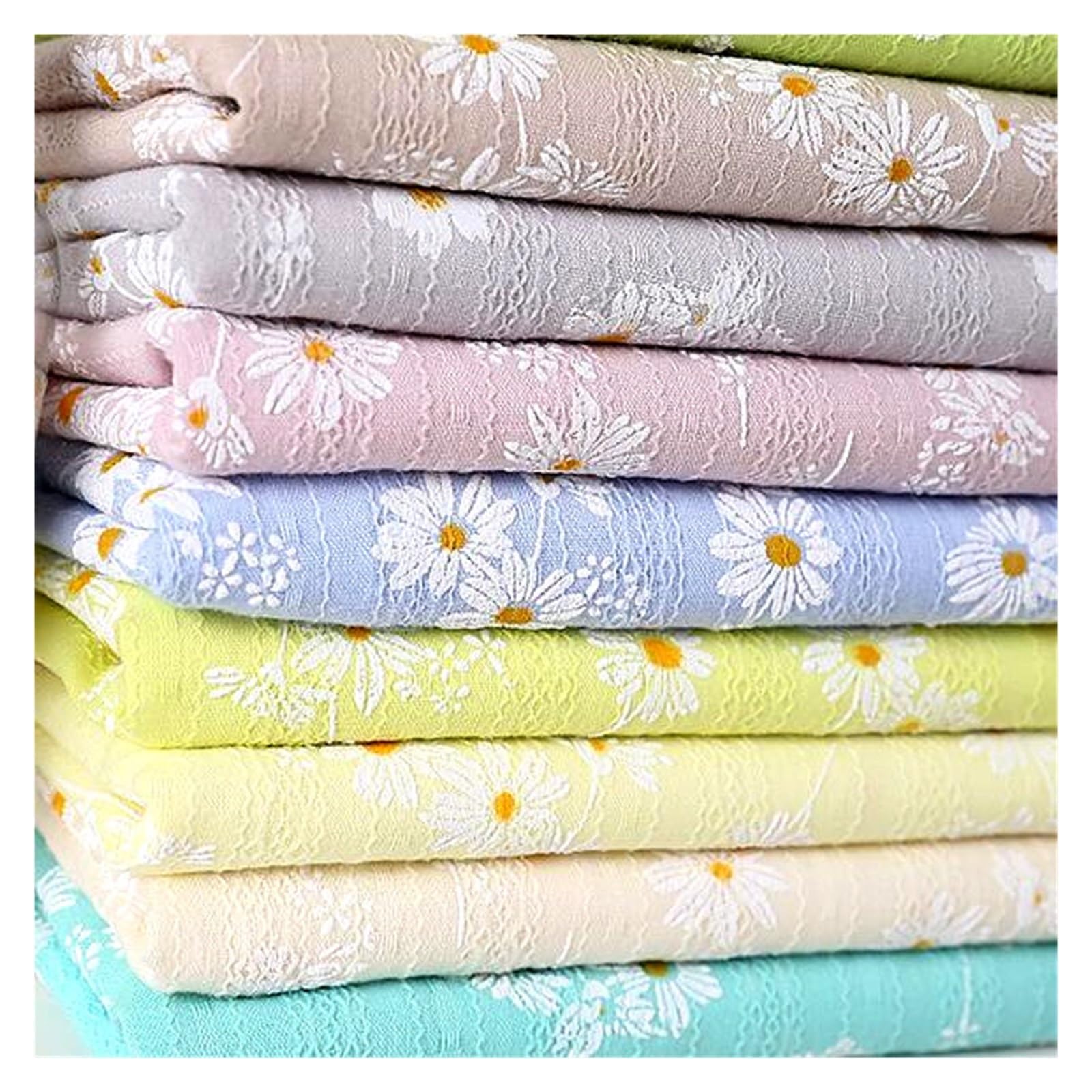 Tela de algodón bordada Material de tela de algodón Jacquard tejido con estampado de flores de Margarita de 3/5/10 yardas for vestido de costura, camisa, tela de bebé, blanco, azul, rosa, por yarda(1