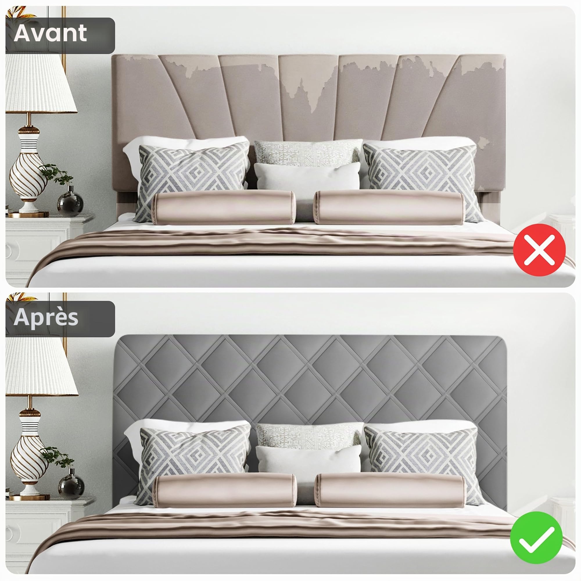 Housse de Tête de Lit Housse de Protection élastique pour Tête de Lit Housse Tête De Lit en Velours pour Chambre à Coucher Gris Foncé 160cm