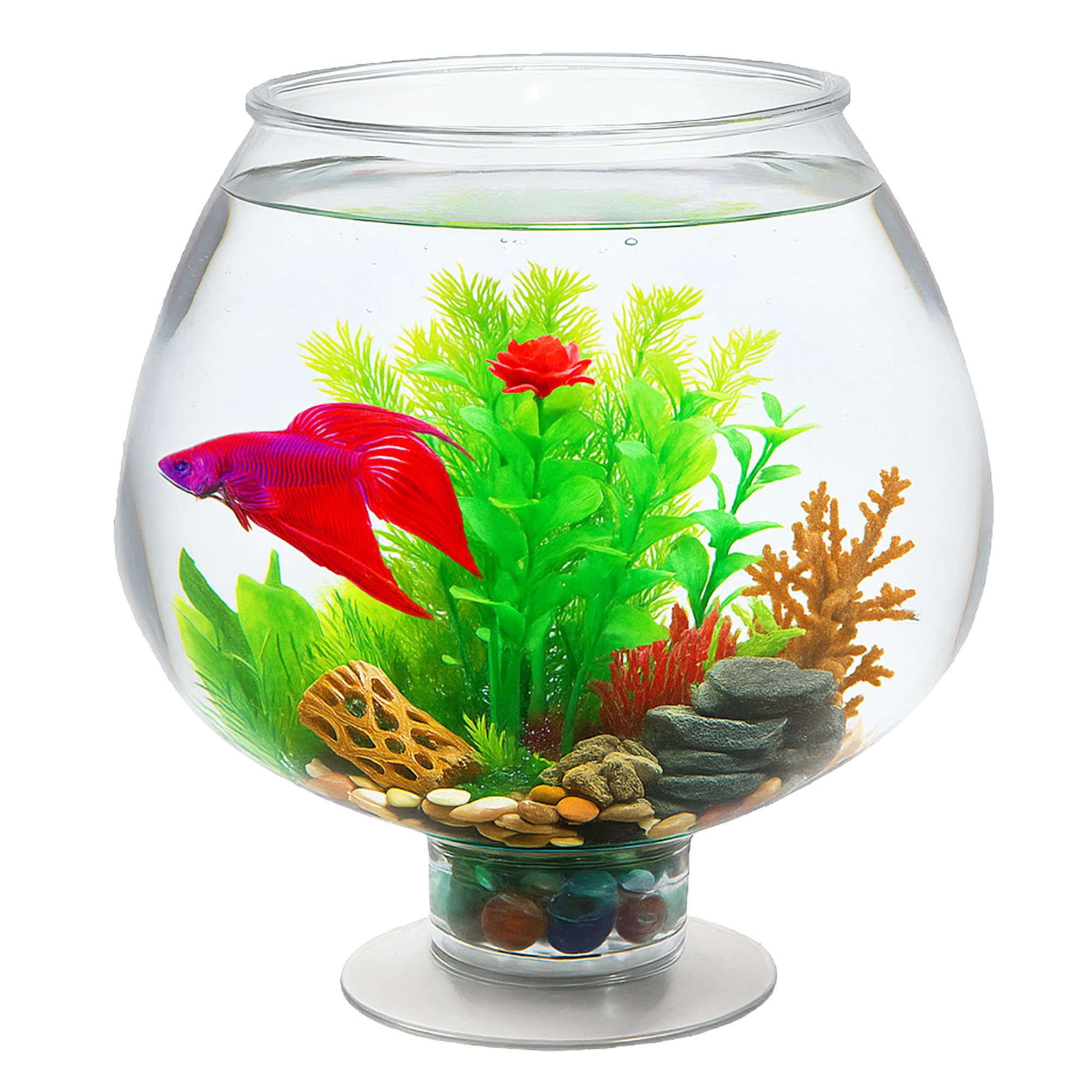 Koller Products 1.7 Gallon Brandy Snifter Fish Bowl, Impact-Resistant Plastic, Ideal for Party Events, Home Decor, Betta Bowl