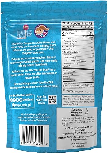 Vista 8 de Zollipops - Paletas anticaries Clean Teeth, sin azúcar, para una sonrisa saludable, ideal para niños, diabéticos y dieta cetogénica, variedad