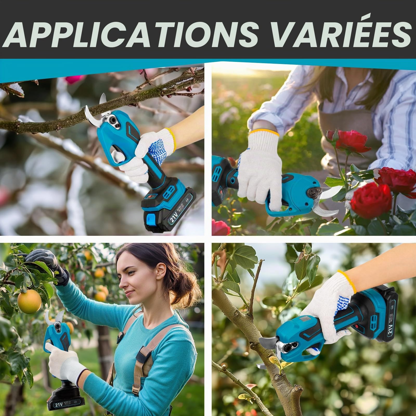 Sécateur Électrique de Jardin pour Makita 18V Batterie, Sécateur Sans Fil 600W Professionnel avec 2 Batteries 2000mAh, Moteur Sans Balais Portatif avec Diamètre Coupe de 20-35mm et Compteur Coupe LED