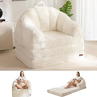 MAXYOYO Folding Sofa Bed, 2 in 1 Convertible Sofa to Lounger Comfy Single Bean