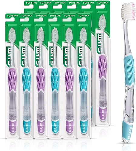 GUM 527 Technique Deep Clean Cepillo de dientes, cabeza compacta, cerdas sensibles, muestras a granel, 12 unidades