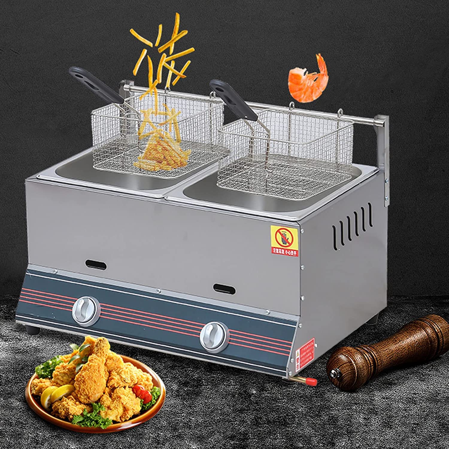 Professionelle Gasfritteuse Aus Edelstahl - 10L Fassungsvermögen - Ideal Für Restaurant & Zuhause