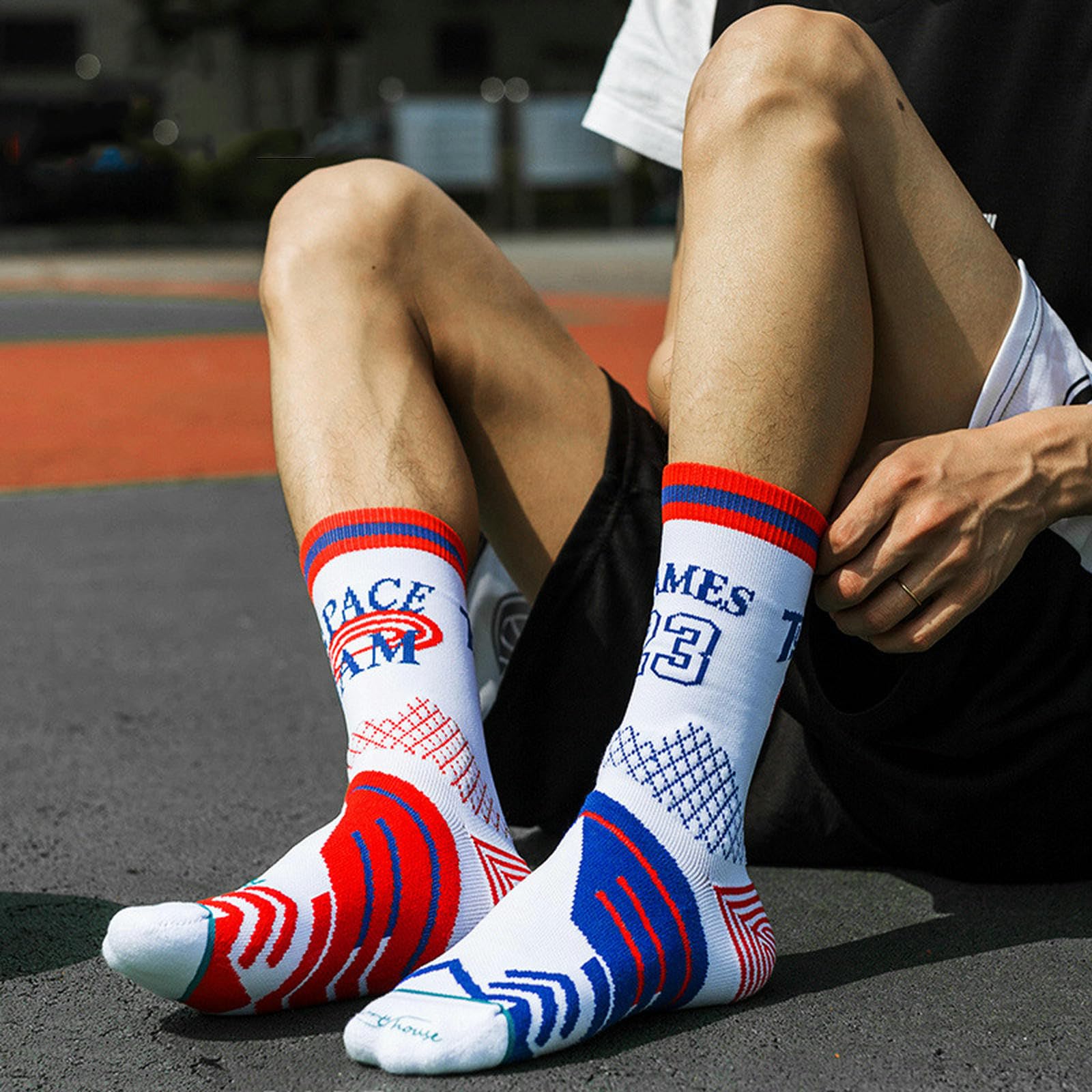 Męskie skarpety w połowie rurki, antypoślizgowe skarpety do koszykówki, skarpety sportowe, męskie prezenty białe