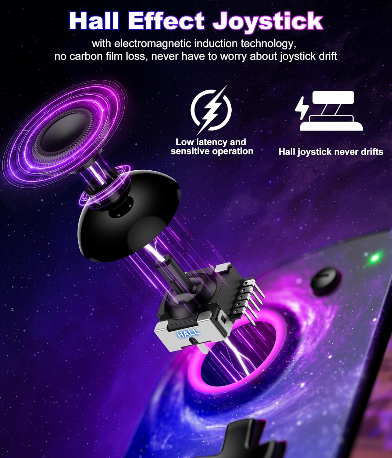 Spican Switch Controllers for Nintendo Switch/OLED Accessories, Hall Effect Joystick Switch Wireless Pro Controller, One-Piece Switch Joypad for Handheld Mode with 17 Colors Light/Battery/Turbo/Macro/4 Game Slot