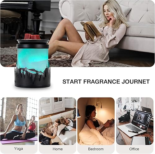 Miniatura 6 de Calentador eléctrico de cera derretida, calentador de cera con efecto de luces polares dinámicas, calentadores de cera para derretir cera perfumada,