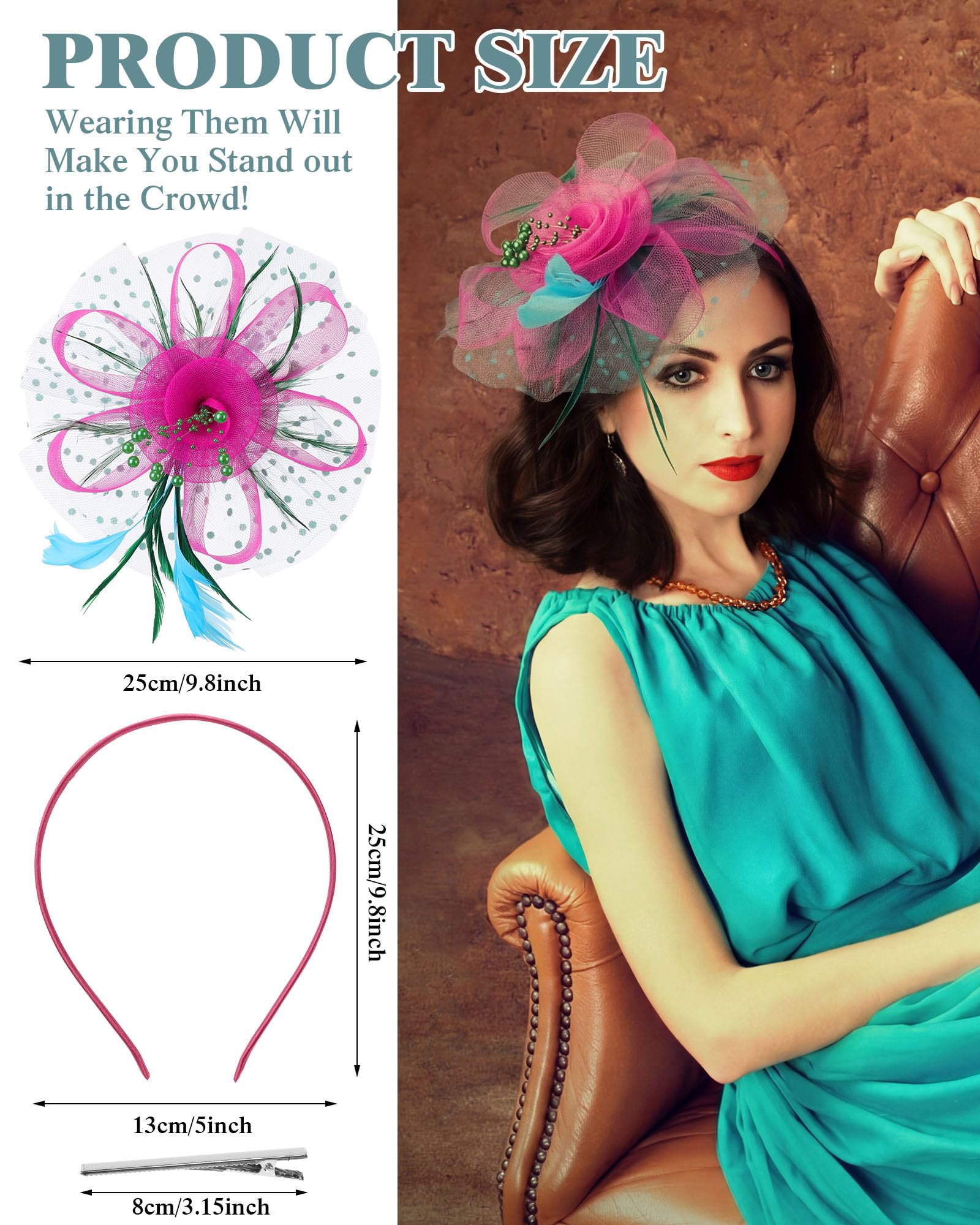 3445 Women\'s Fascinators Hat- Derby & Tea Party Headwear With Satin Long Classic Women main image 3