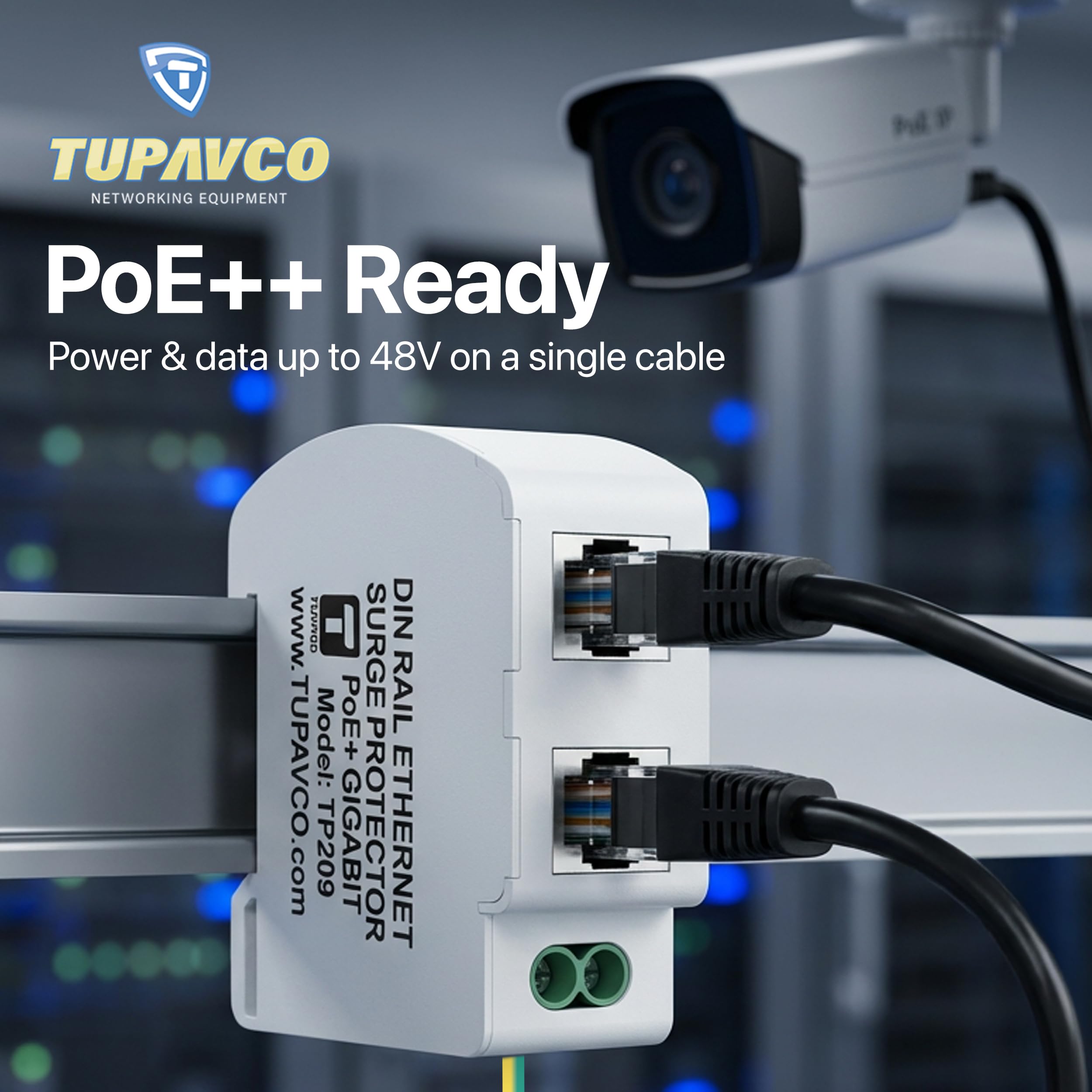 TP209x5 - Protezione contro le sovratensioni Ethernet su guida DIN (confezione da 5) Gigabit, compatibile con PoE++