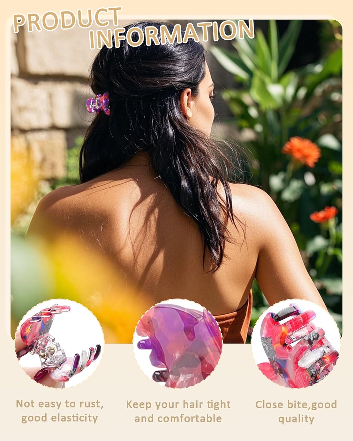 AWAYTR 12Pcs Small Hair Clips for Women Girls Acrylic Mini Claw Clips Cute Hair Jaw Claw for Hair Styling Accessories (Printed style) - Image 3