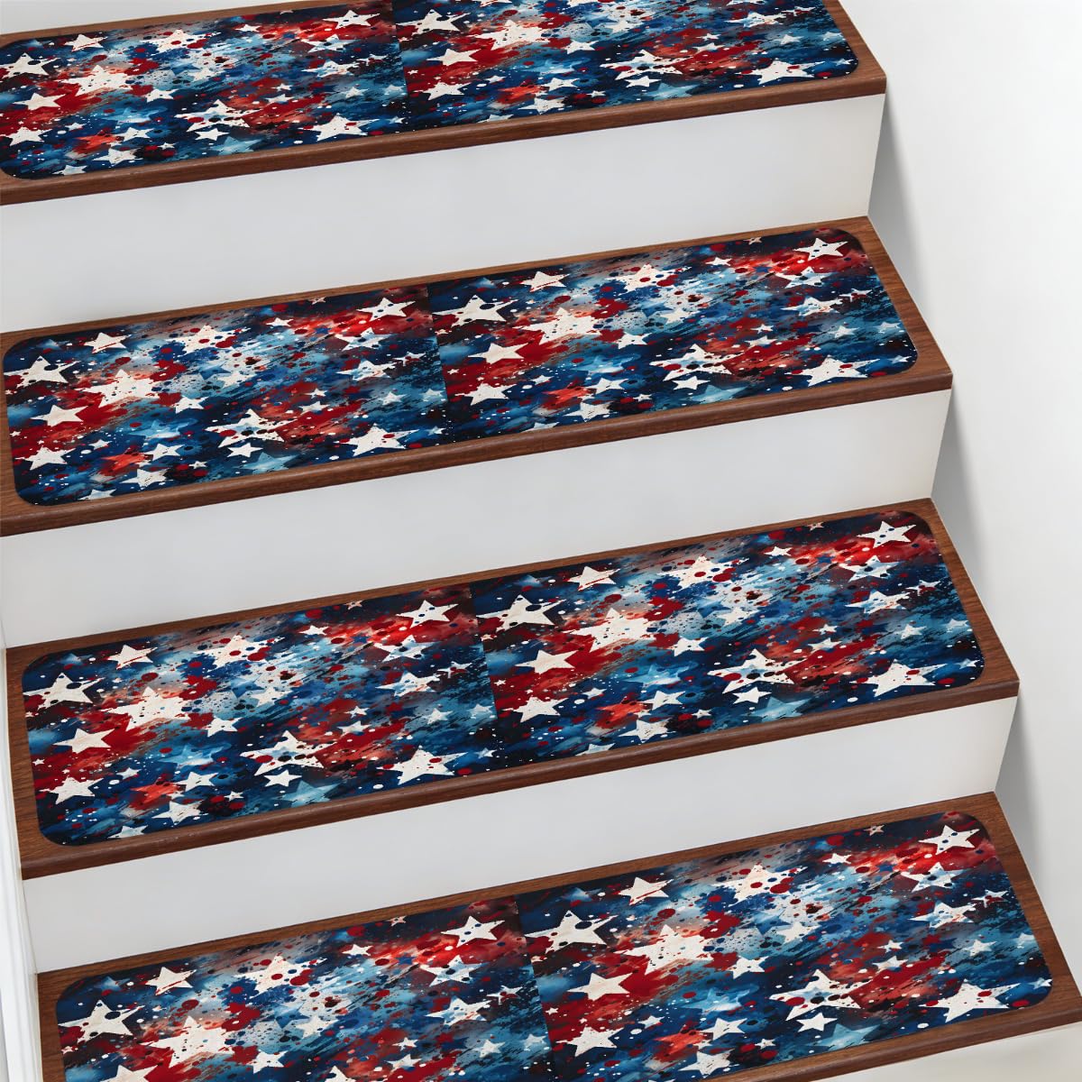 Protectores de escalera para interiores estilo festivo Mexpekil decorativo con estrellas azules
