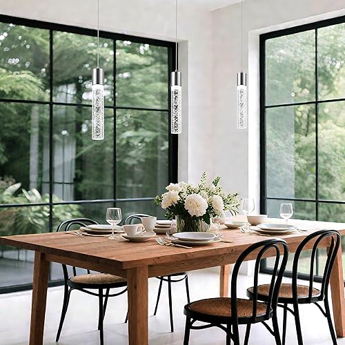 Miniatura 6 de Esfos Luces colgantes para isla de cocina, paquete de 3, 6500 K, modernas luces de isla de cocina, accesorios de iluminación de techo con burbuja de