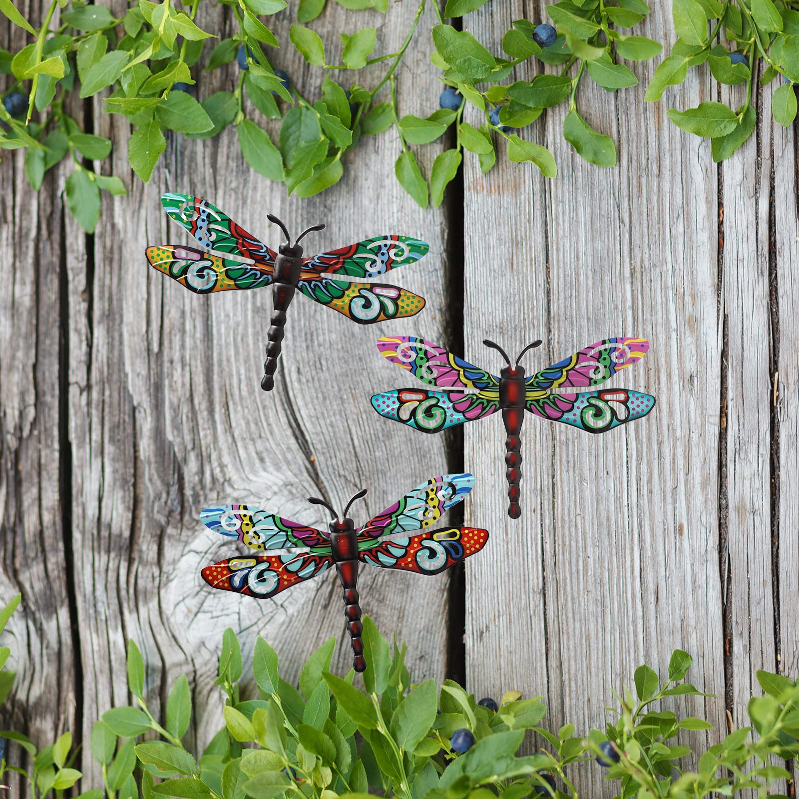 置物 moreaso Scwhousi Metal Dragonfly Wall Decor，Outdoor Patio Fenxce