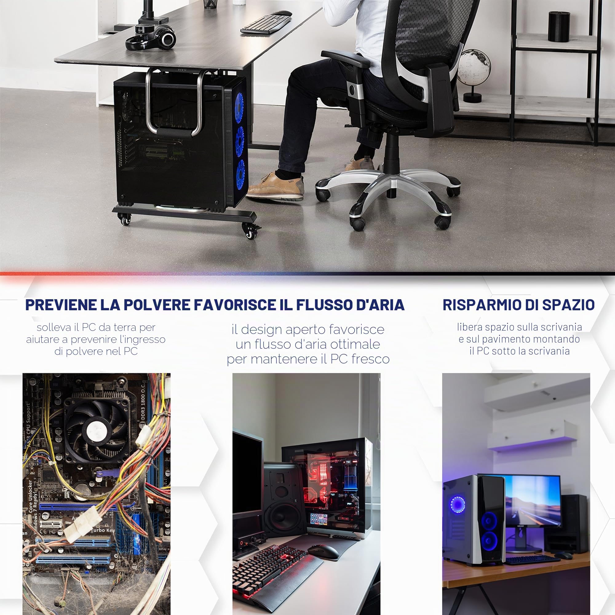 VIVO Supporto regolabile per PC da posizionare sotto la scrivania, supporto CPU per computer, supporta fino a 29,9 kg, MOUNT-PC04A