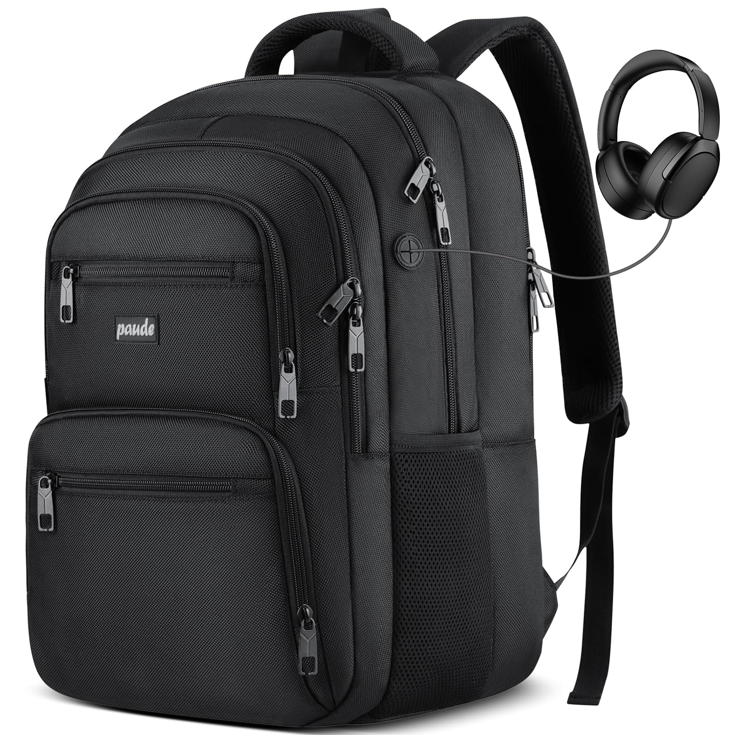 Sac à dos pour ordinateur portable Paude, 43,9 cm, grand cartable pour lycéens et étudiants universitaires, sac à dos noir pour hommes, bureau, affaires, imperméable
