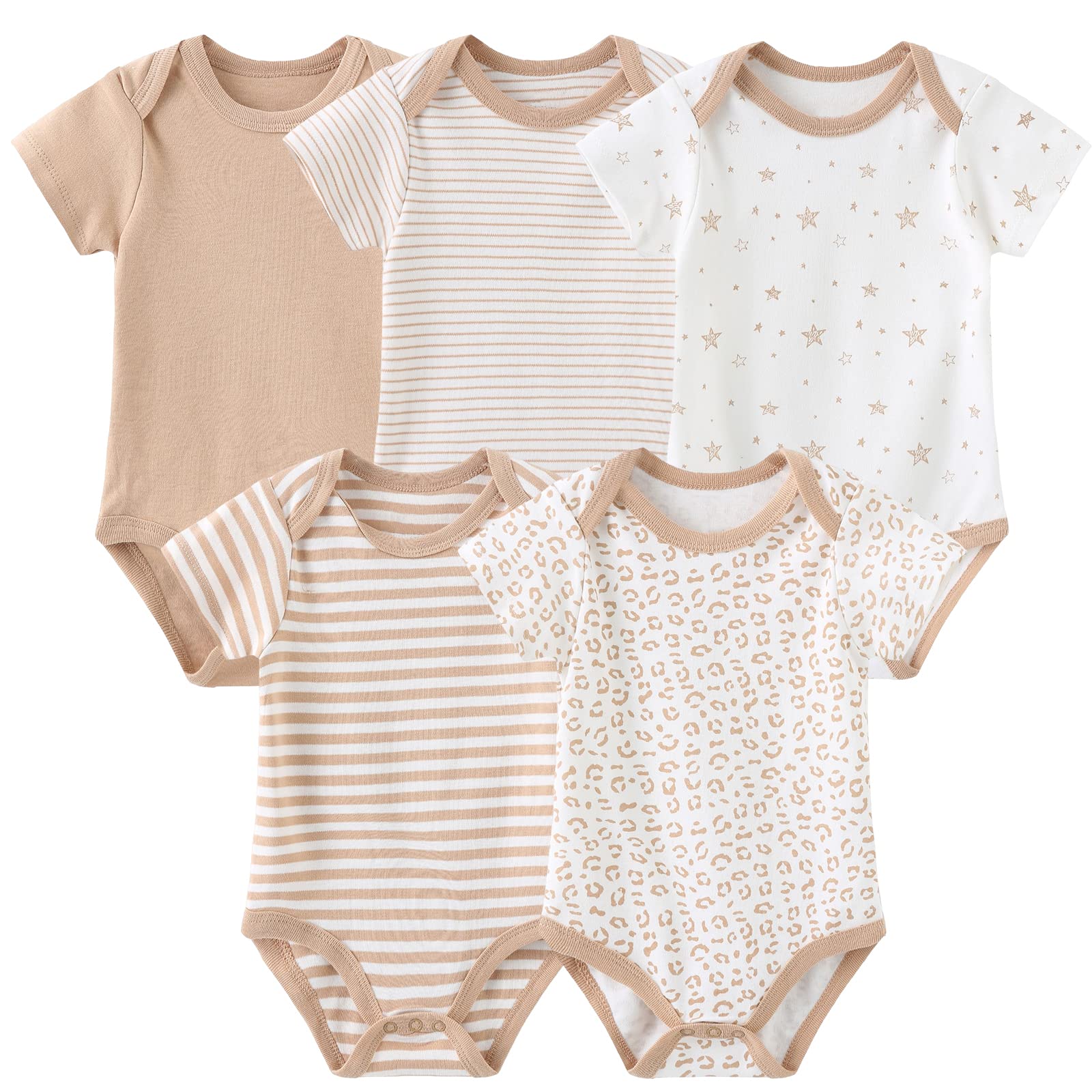 MAMIMAKA Set di vestiti per neonati da 23 pezzi, confezione da 5 body + 3PJS e accessori per 0-6 mesi