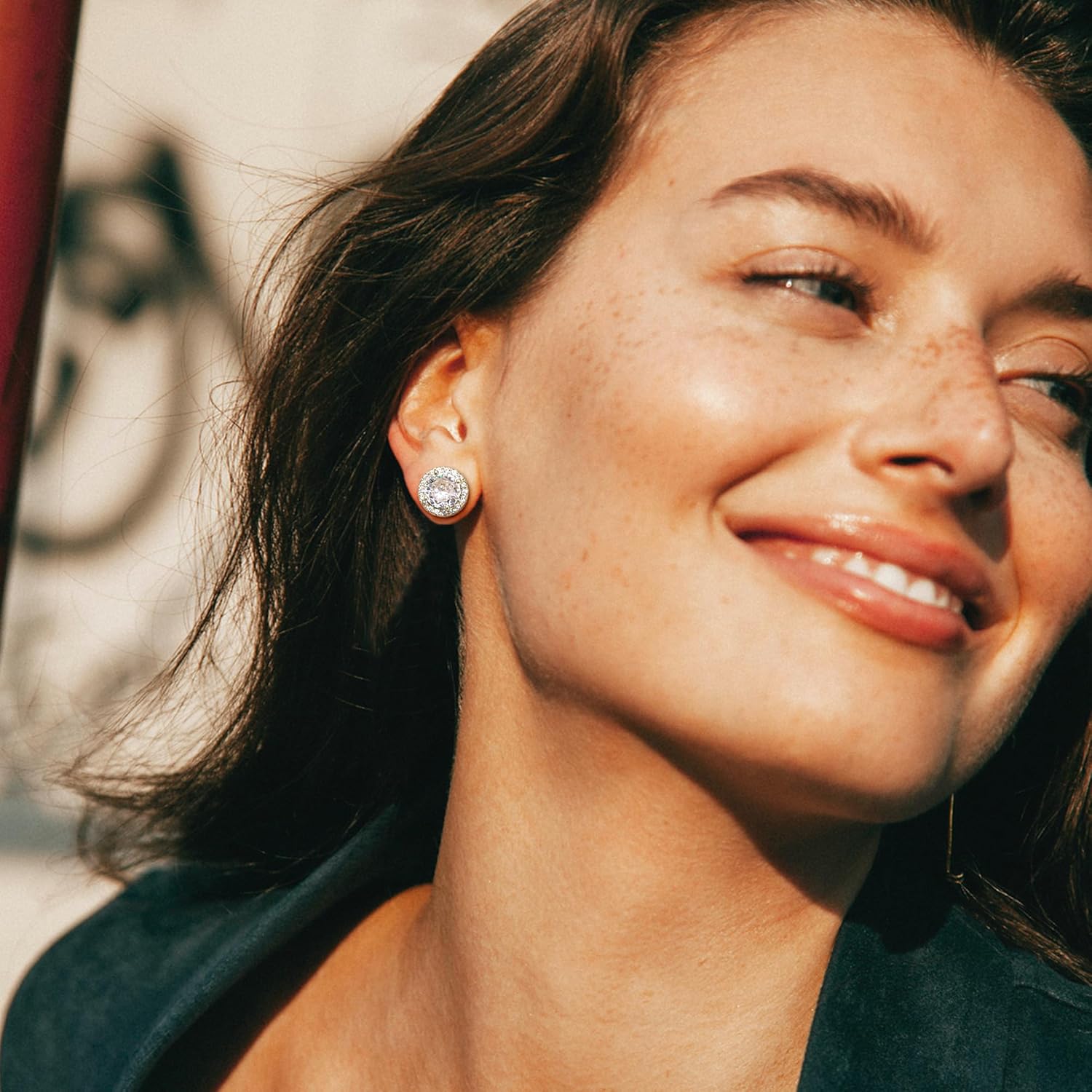 ZELORES 4 Pairs Sterling Silver CZ Stud Earrings for Women 14K Gold Plated Brilliant Celtic Heart Big Stud Earrings Set Cubic Zirconia Earrings Studs for Sensitive Ear