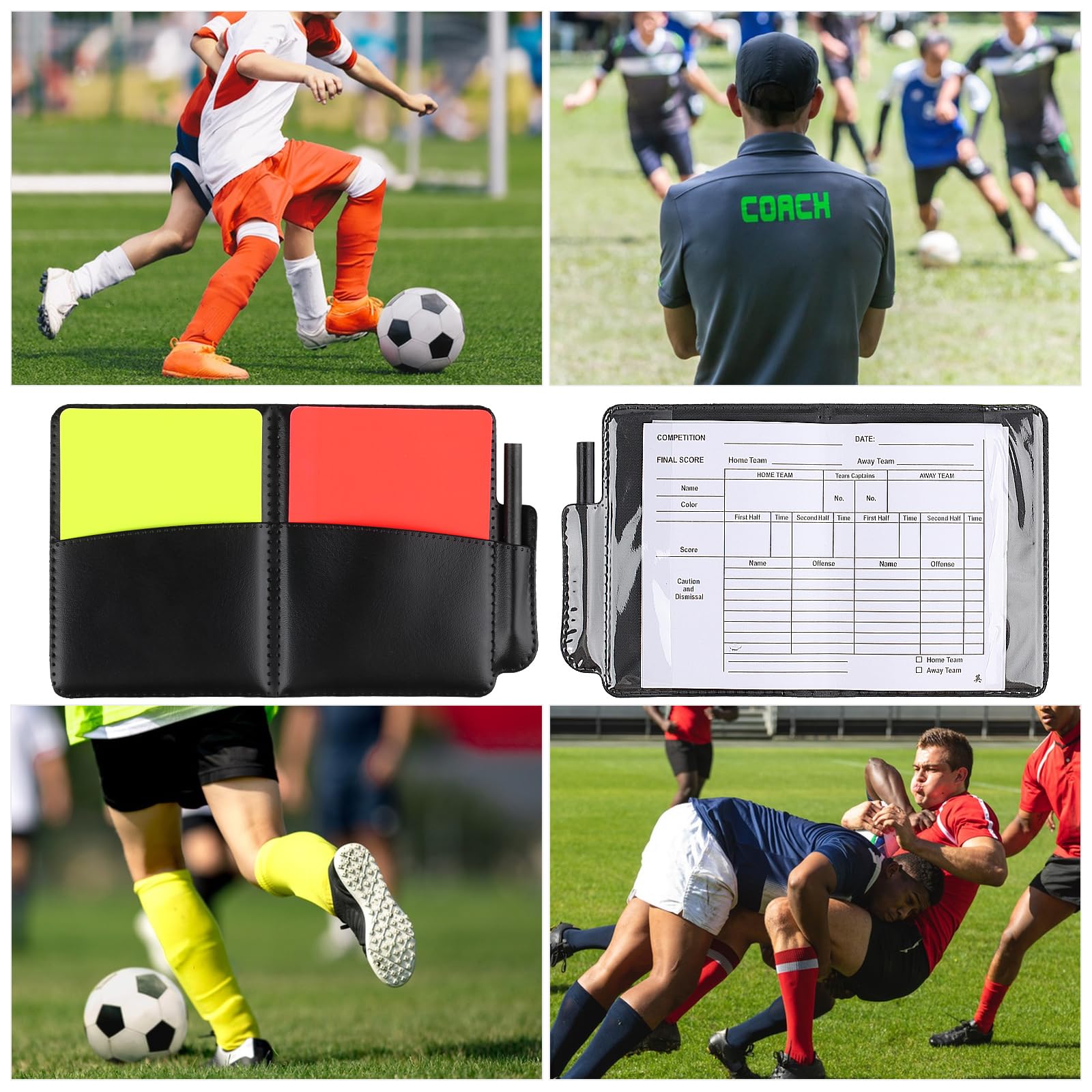 Set de Árbitro de Cartón con Tarjetas de Árbitro de Fútbol Deportivo,Cuaderno de Árbitro Deportivo de Fútbol, ​Tarjetas Amarillas y Rojas para Juegos de Fútbol Deportivo