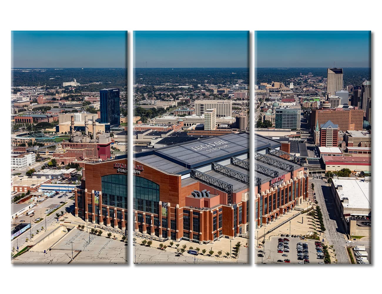 TUMOVO 3 Panel Wall Art American Soccer Poster on Canvas Framed Art Sport Paintings Home Decor Lucas Oil Stadium Artwork Picture Giclee Print for Modern Classroom Home Decoration, 42" Wx28 H