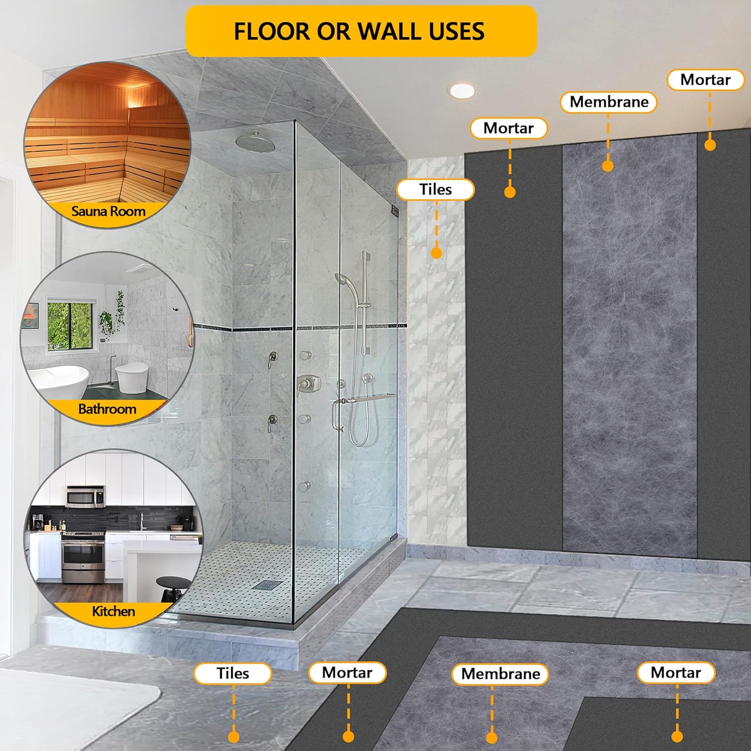 Buy Waterproof Membrane, 3 x 43 ft Shower Membrane, Polyethylene, 10